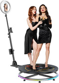 MWE 360 Photo Booth Machine for Parties with Flight Case,RGB Strip Light,Software APP Remote Automatic 360 Spin Camera Video Booth for 1-3 People (23'')