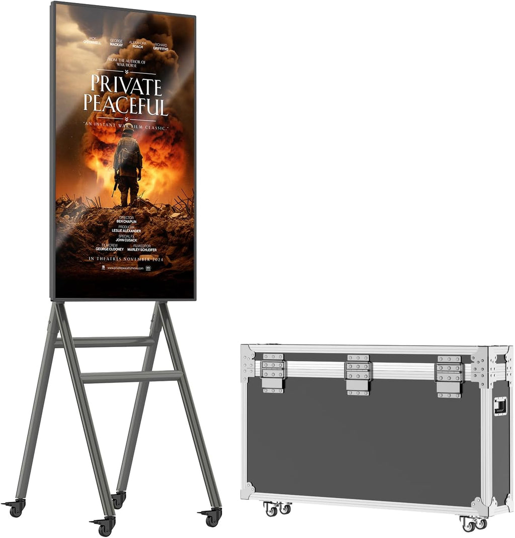 MWE Mobile Digital Signage Display 43in with Flight Case,Portable UHD Touchscreen Advertising Display Kiosk for Video Photo Booth Stand by Series Screen Mirroring (Touch Screen, Metallic, 43in)