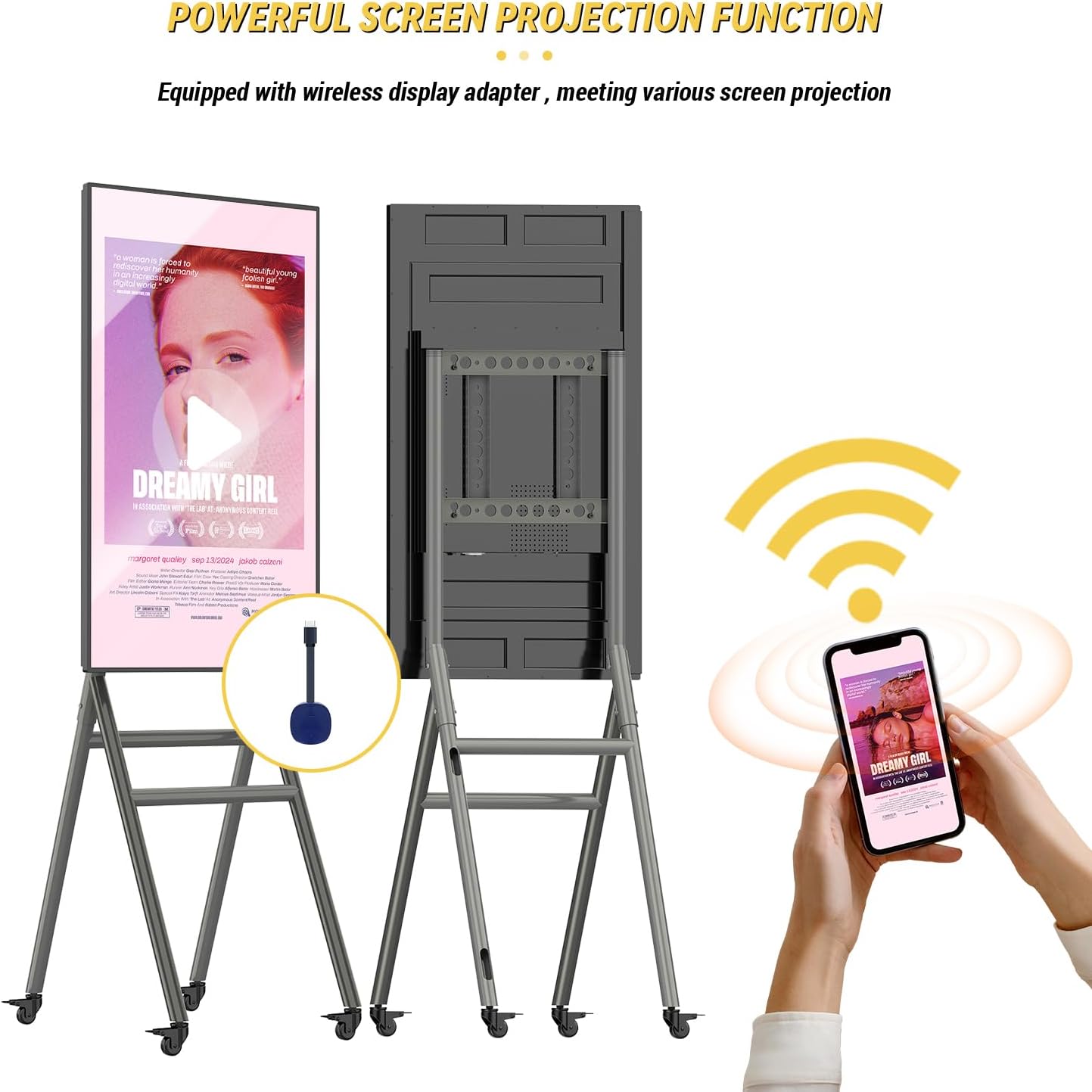 MWE Mobile Digital Signage Display 43in with Flight Case,Portable UHD Touchscreen Advertising Display Kiosk for Video Photo Booth Stand by Series Screen Mirroring (Touch Screen, Metallic, 43in)