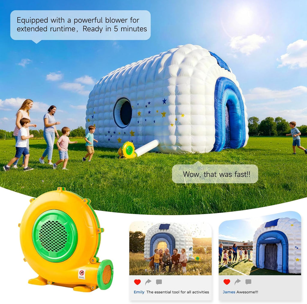 MWE Large Inflatable Nightclub 26x16x14Ft with Blower,Inflatable Party Tent Disco Cube, Air Cube House for Event Birthday Wedding Party,Quick Inflation and Storage Shelter (White, 26x16x14FT)