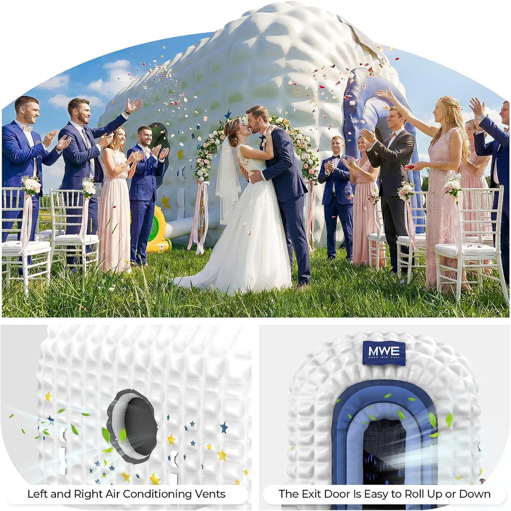 MWE Large Inflatable Nightclub 26x16x14Ft with Blower,Inflatable Party Tent Disco Cube, Air Cube House for Event Birthday Wedding Party,Quick Inflation and Storage Shelter (White, 26x16x14FT)